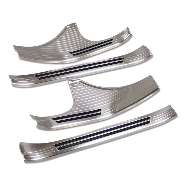 スバル 新型 フォレスター SK系 専用 内装 ステンレスステップ ガーニッシュ サイドステップガーニッシュ Subaru New Forester 専用設計 (銀色, 内側)